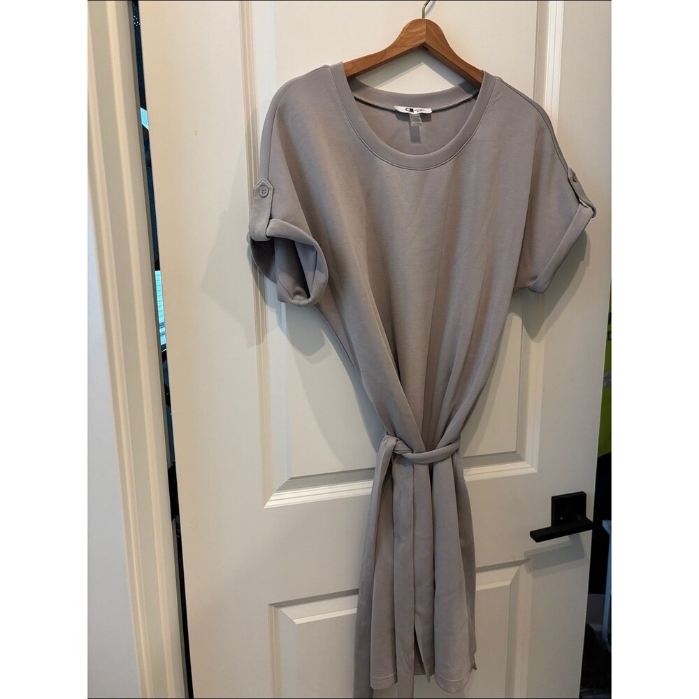 Cable & Gauge Women’s  Crew Neck Tie Dress Size Large- Light Gray